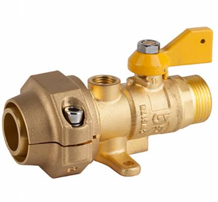 Robinet cu bila pentru gaz cu picior si conexiune teava, certificat AENOR, filet G 3/4&QUOT;, Ø tub 32 mm