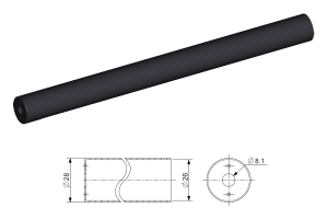 Tub protectie pentru tija de 10 mm, cursa 500 mm, otel