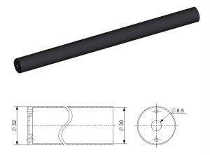 Tub protectie pentru tija de 14 mm, cursa 250 mm, otel