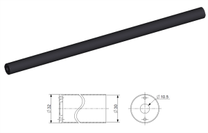 Tub protectie pentru tija de 14 mm, cursa 850 mm, otel