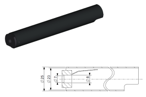 Tub blocare pentru tija de 8 mm, cursa 180 mm, otel