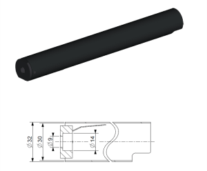 Tub blocare pentru tija de 14 mm, cursa 300 mm, otel